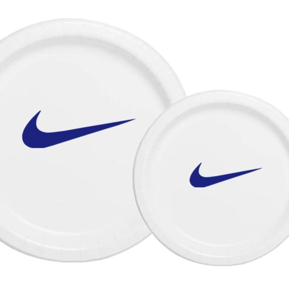 Sw00sh Birthday Plates | White & Blue Basketball Party Supplies | 60 Piece Set - Picture 3 of 6